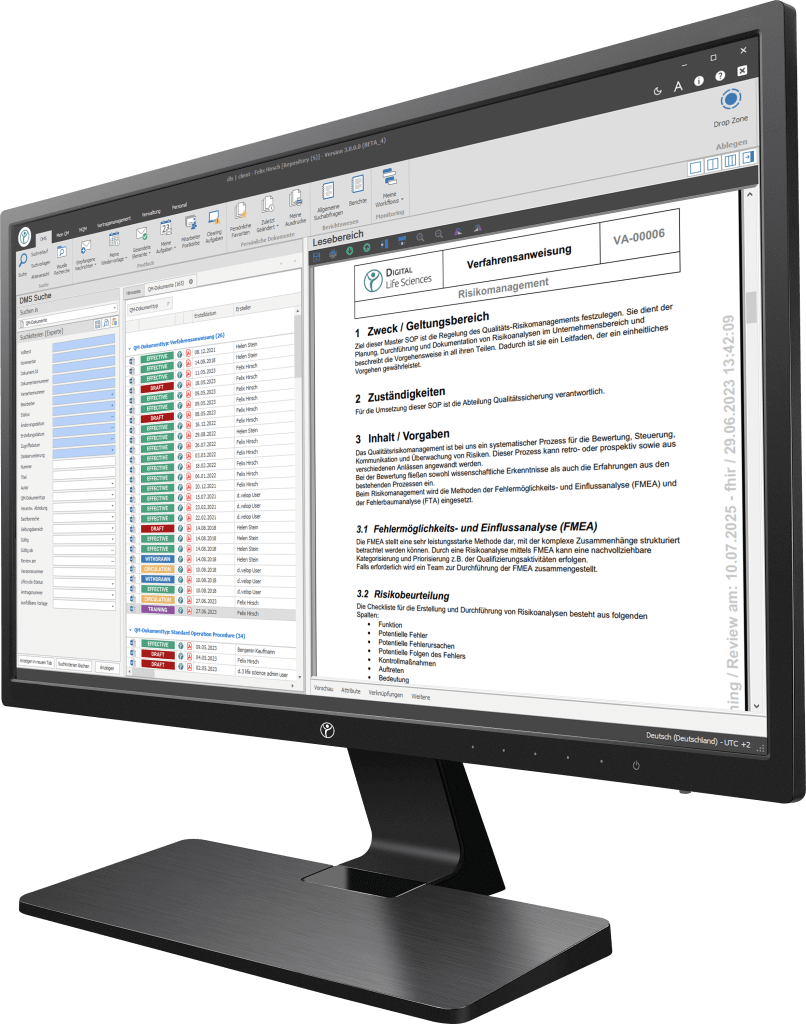 Live-Einsicht in das GxP-konforme Dokumentenmanagementsystem der Digital Life Sciences