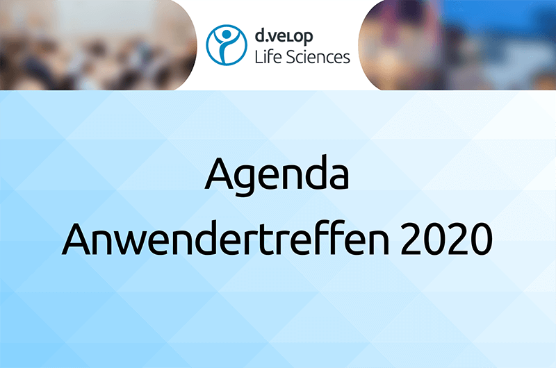 Abbildung Agenda Anwendertreffen 2020 auf einem blauen Hintergrund