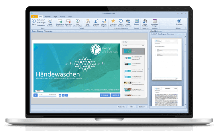 Notebook on which the e-learning of Digital Life Sciences is displayed