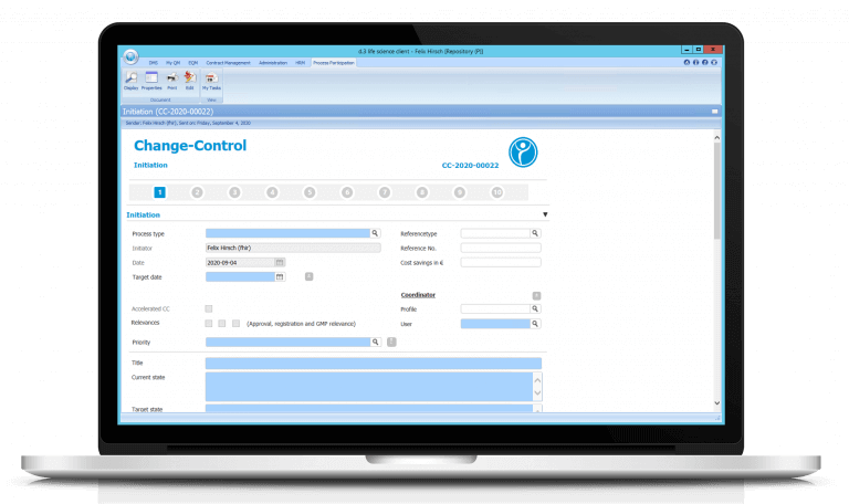 Illustration of a notebook on which the QM-workflows of Digital Life Sciences are mapped, Complaint, Deviation Control, CAPA, Change Control