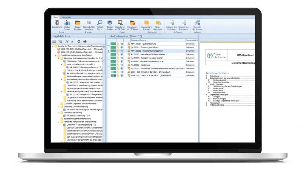 Notebook mit der Technischen Dokumentation der Digital Life Sciences