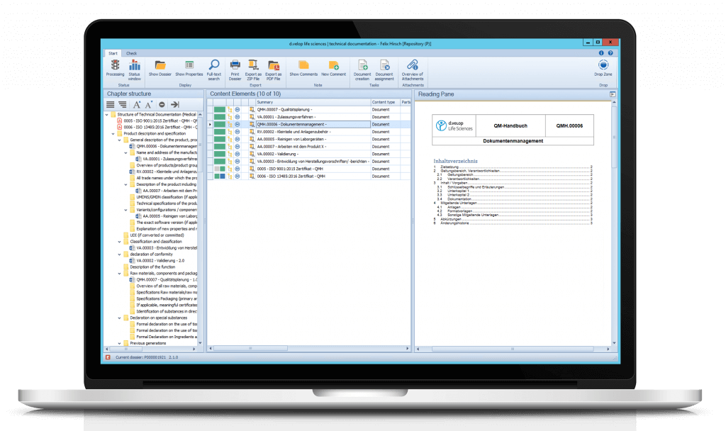 Illustration of a notebook on which the technical documentation of Digital Life Sciences is displayed