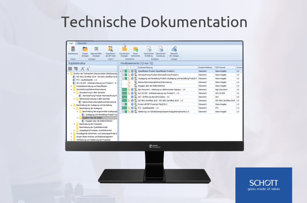 Abbildung der Technischen Dokumentation auf einem Notebook