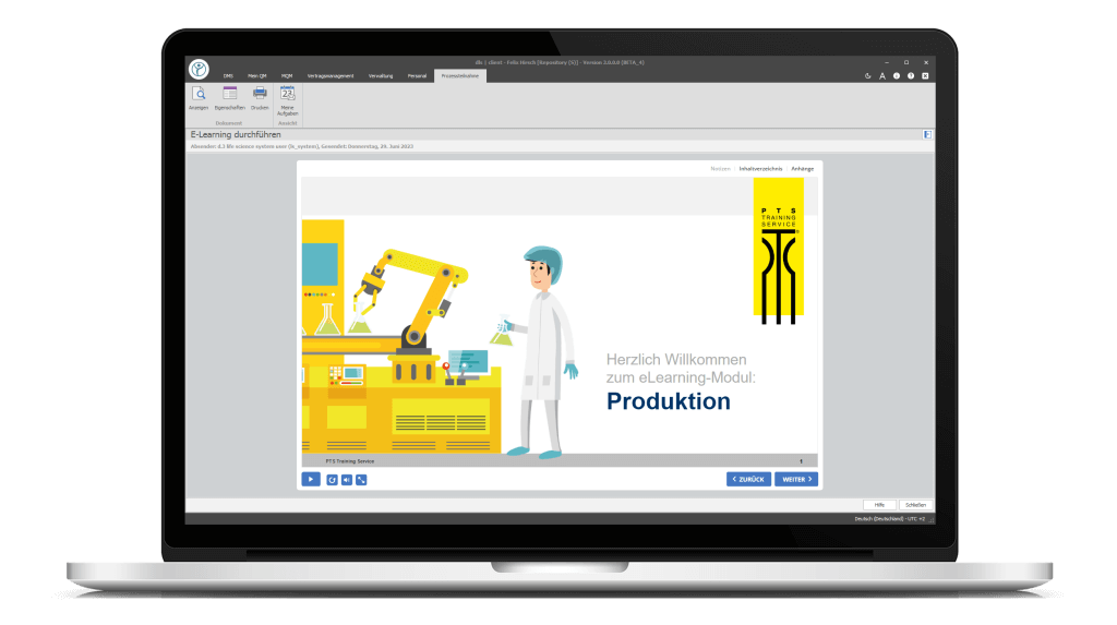 Notebook auf dem das E-Learning der Digital Life Sciences abgebildet wird