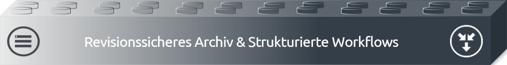 Abbildung der Kachel Revisionssicheres Archiv / Strukturierte Workflows von unserem Dokumentenmanagementsystem