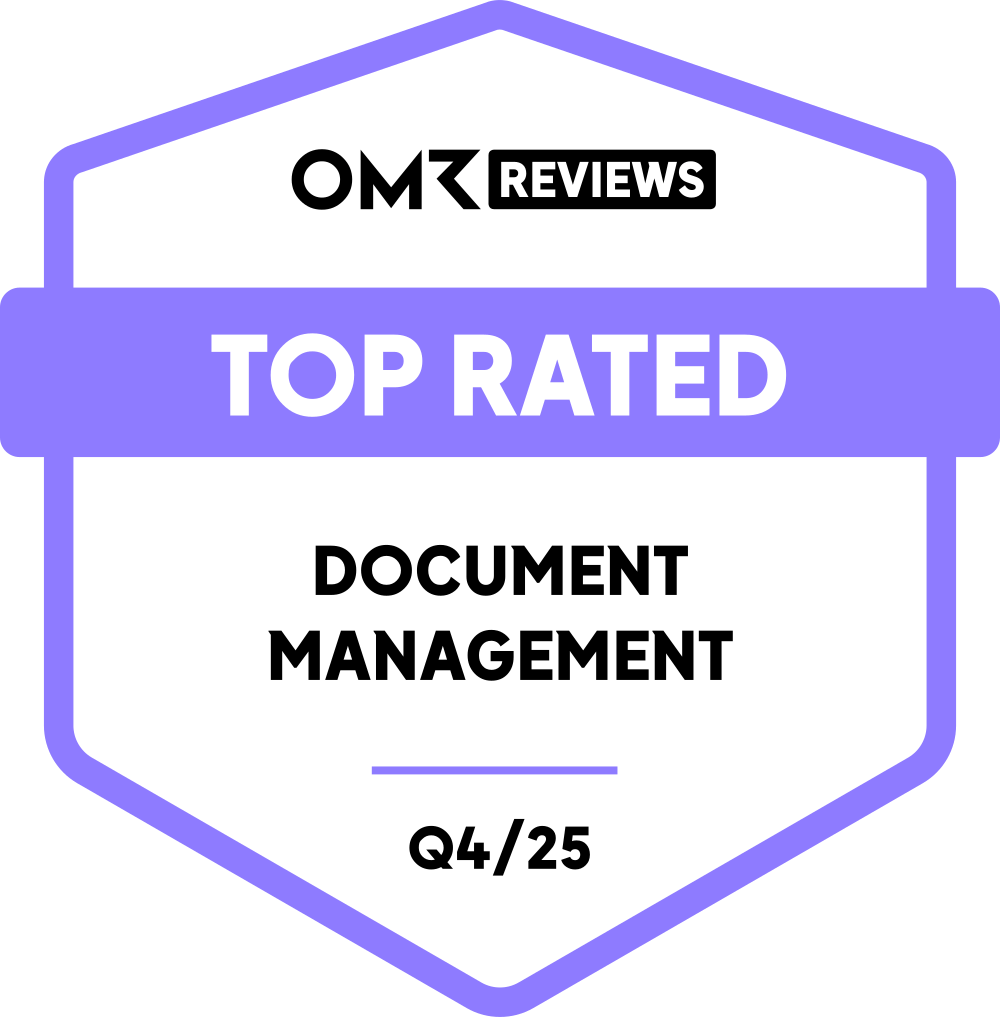 OMR Reviews Badge Top Rated Document Management 04/25